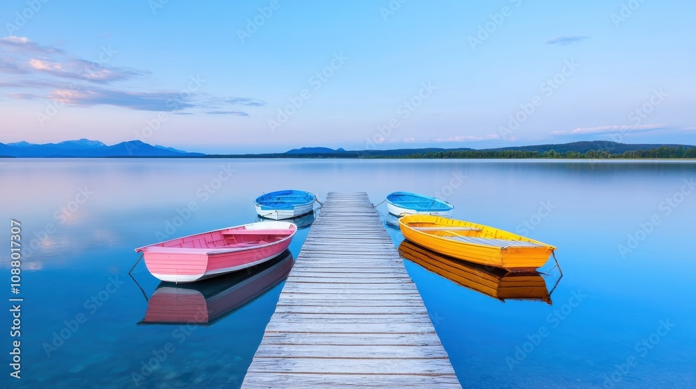 Naklejka premium Fishing Boats Moored at Quiet Dock