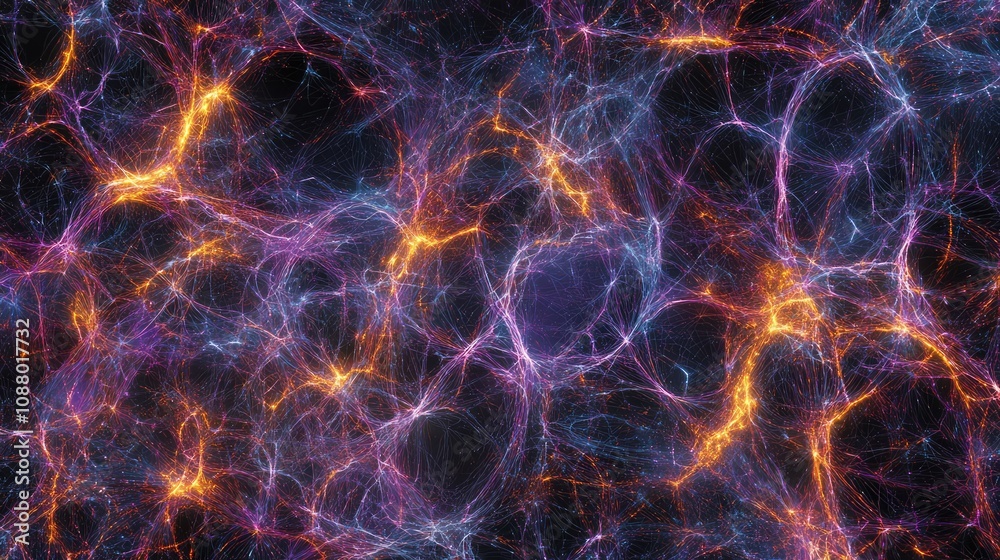Colorful Abstract Background of Cosmic Energy Flowing Through Space Forming Beautiful Patterns of Light and Color in an Enigmatic Universe