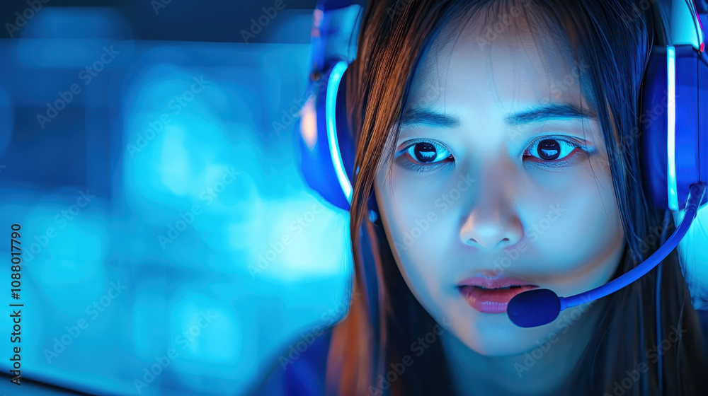 A focused agent in headphones handles customer calls, providing support while skillfully managing tasks on a computer. A focused agent in headphones handles customer calls, providing support while skillfully managing tasks on a computer.