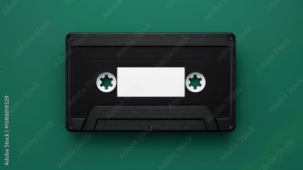 Obraz premium A vintage stack of VHS tapes awaits your memories, each adorned with a blank label for personalized titles.