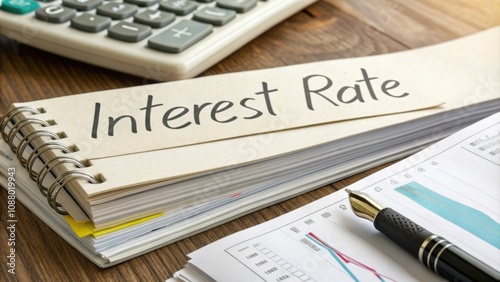 Loan Documents A stack of loan documents with the words Interest Rate highlighted showing the impact of rate changes.