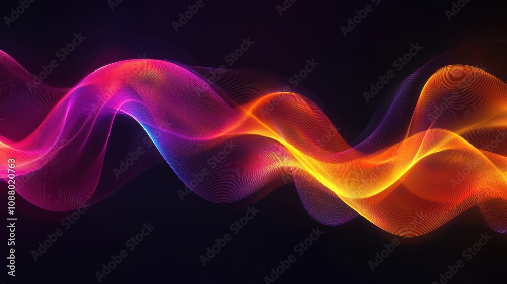 Abstract Waves of Colorful Light Flowing Smoothly Across a Dark Background, Creating a Sense of Energy and Motion with a Vibrant Palette of Hues and Gradients Abstract Waves of Colorful Light Flowing Smoothly Across a Dark Background, Creating a Sense of Energy and Motion with a Vibrant Palette of Hues and Gradients