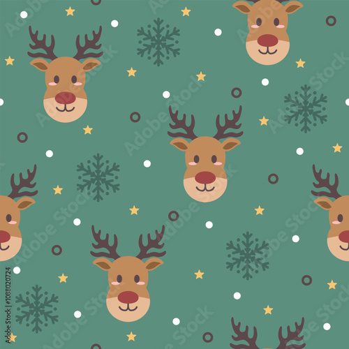 Cute Christmas Deer Vector Pattern Design