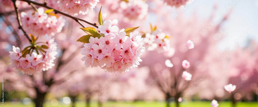 Vibrant cherry blossoms in full bloom, spring renewal Vibrant cherry blossoms in full bloom, spring renewal