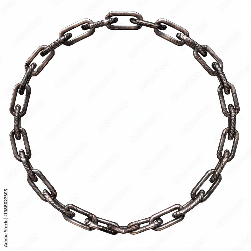 A frame with a medieval fantasy chain, crafted from dark iron. White background. A frame with a medieval fantasy chain, crafted from dark iron. White background.