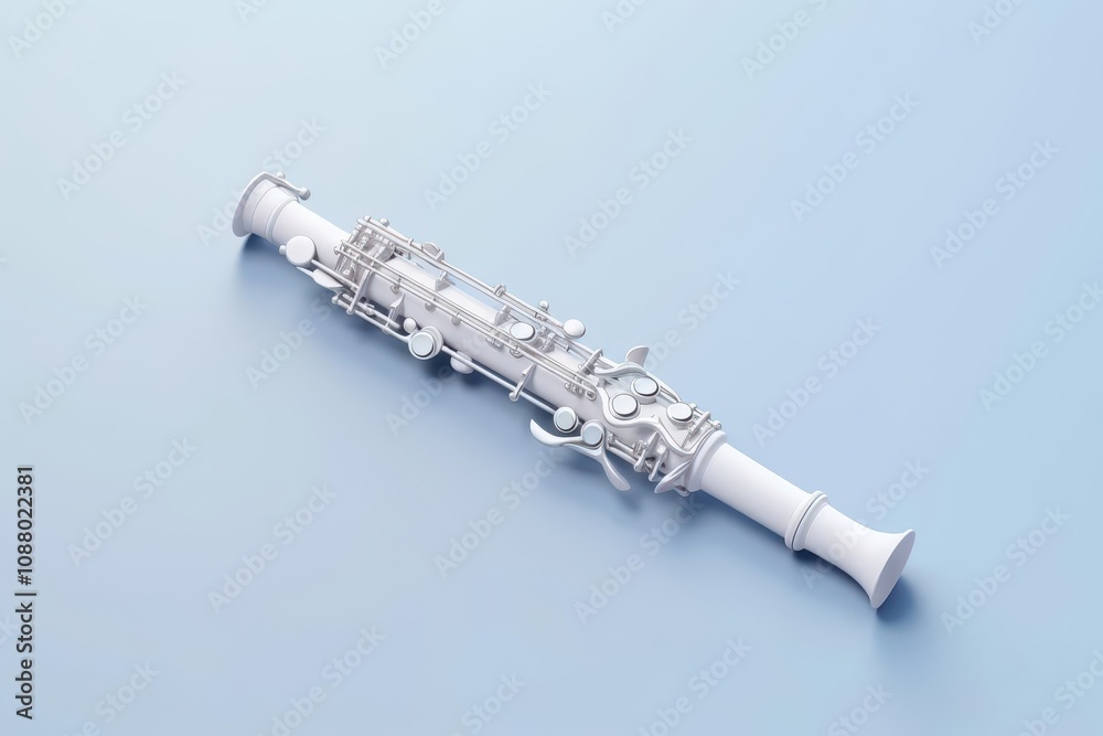 Fototapeta premium A clarinet, 3D Rendering, isometric, icon isolated on soft background