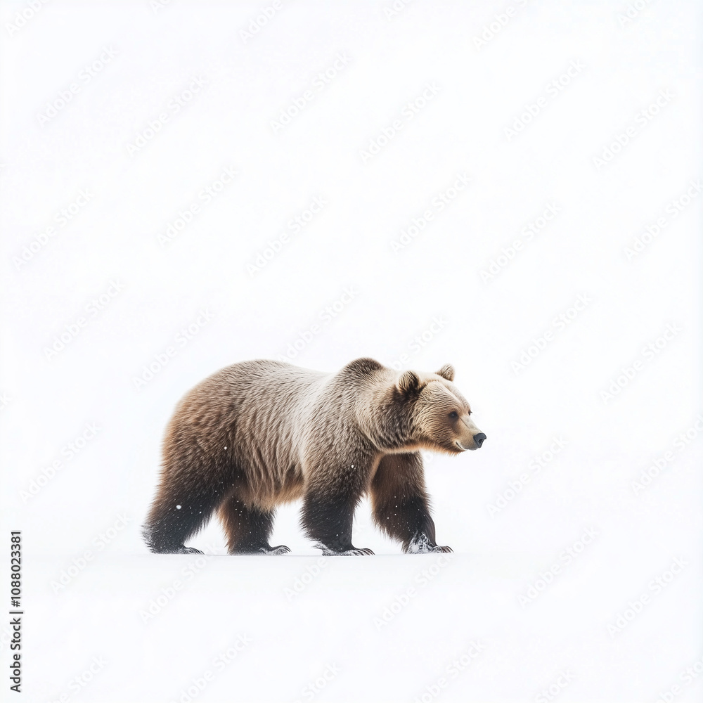 Fototapeta premium grizzly bear. isolated white background. Full body. Walking