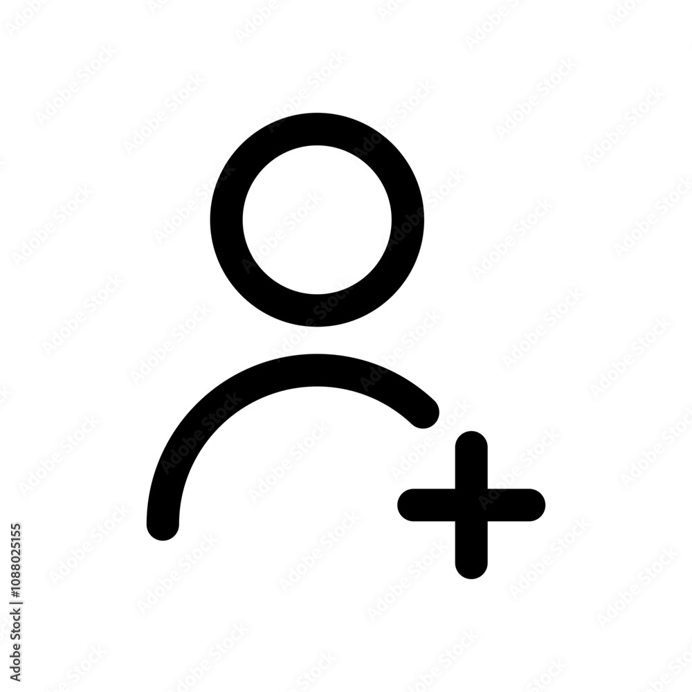 Add new user icon vector male person profile avatar with plus symbol, Add user profile icons. web vector icon Add new user icon vector male person profile avatar with plus symbol, Add user profile icons. web vector icon