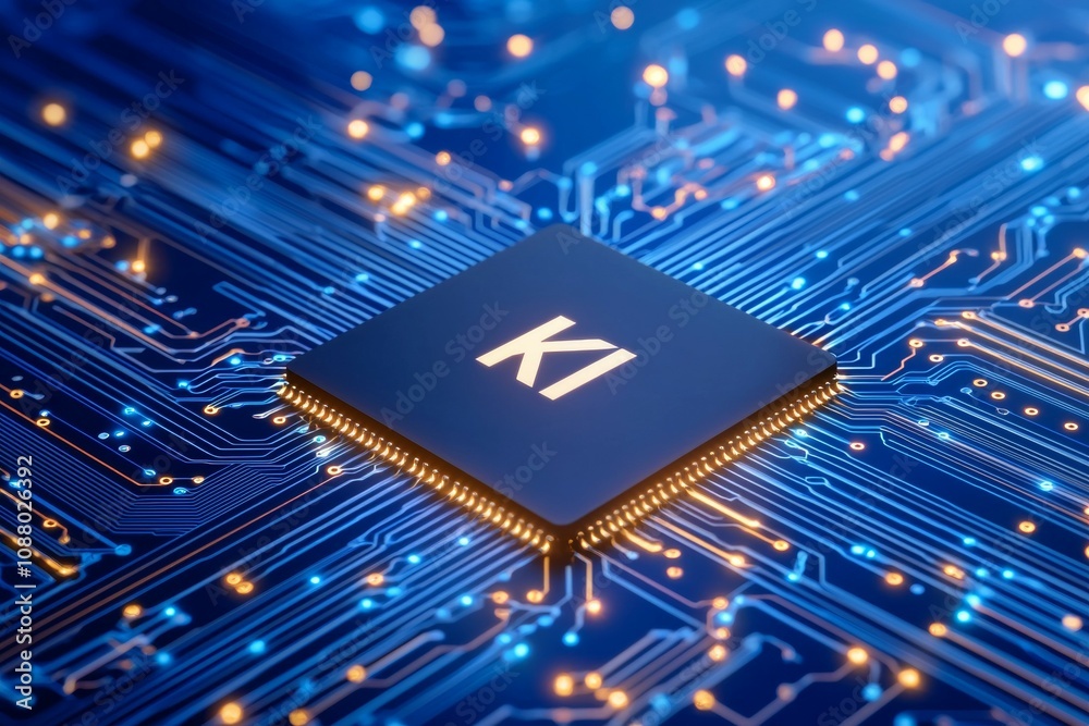 KI abbreviation in German artificial intelligence AI, technology Germany. Backdrop for use in Deutschland