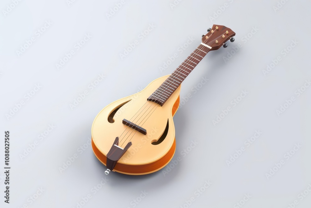 Fototapeta premium A mandolin, 3D Rendering, isometric, icon isolated on soft background