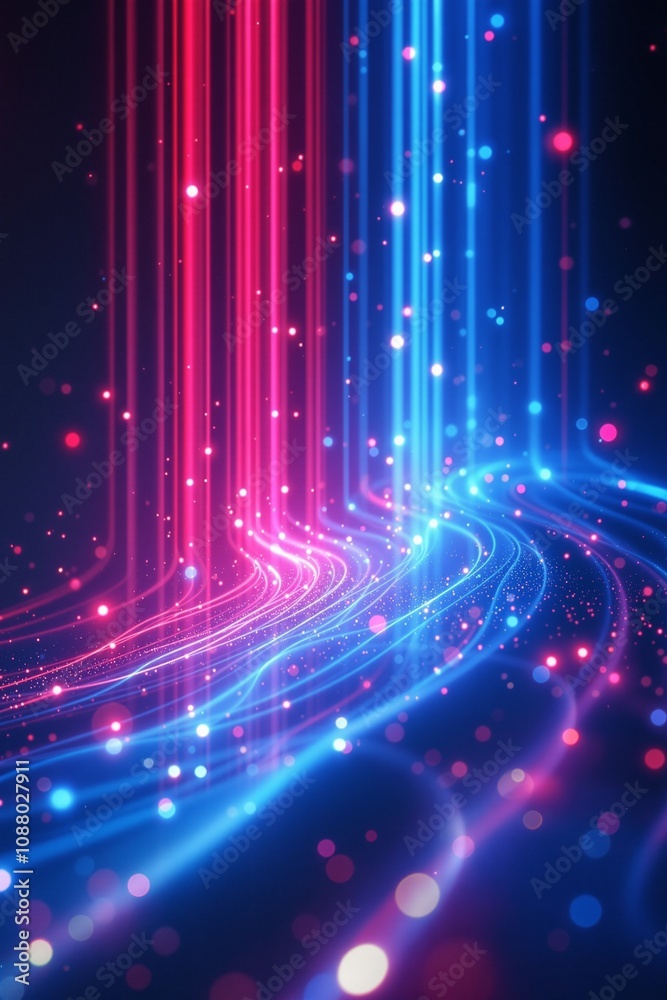 Obraz premium Abstract Light Trails in Pink and Blue with Soft Bokeh Effects