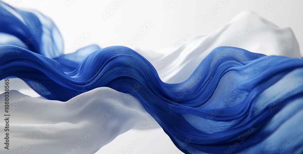 A blue and white fabric with a wave pattern A blue and white fabric with a wave pattern
