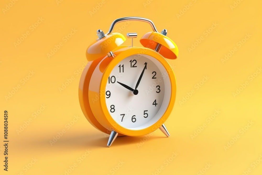 An alarm clock, 3D Rendering, isometric, icon isolated on soft background