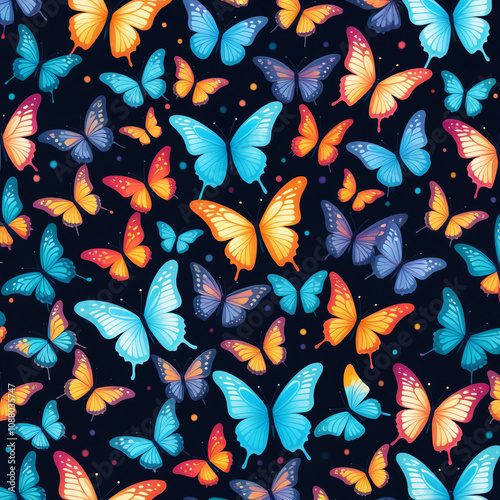 butterflies on black background