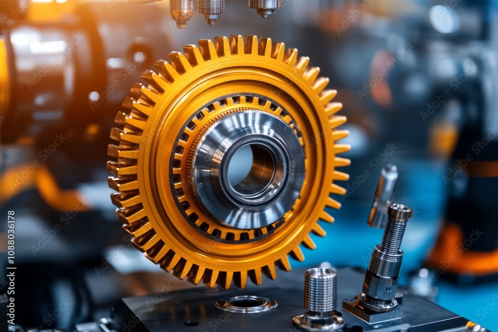 A top-down view of an aerospace manufacturing plant filled with advanced machinery and jet components A top-down view of an aerospace manufacturing plant filled with advanced machinery and jet components