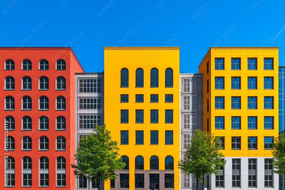 An abstract urban scene of interlocking buildings with varying colors and textures An abstract urban scene of interlocking buildings with varying colors and textures