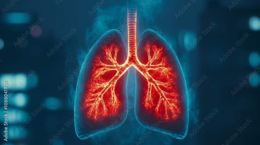Glowing Human Lungs Respiratory System Anatomy D Render Glowing Human Lungs Respiratory System Anatomy D Render