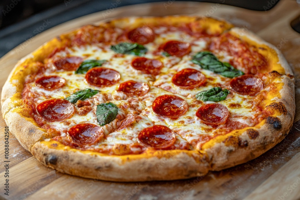 Delicious Pizza on Table Close Up Delicious Pizza on Table Close Up