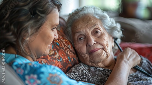 Close-up of caregiver measuring blood pressure of elderly woman during routine home checkup, demonstrating the importance of regular monitoring in the health care of the elderly. photo