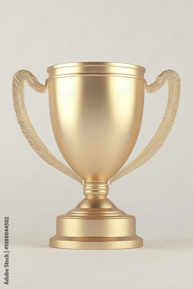 Elegant Gold Trophy on Neutral Background Elegant Gold Trophy on Neutral Background