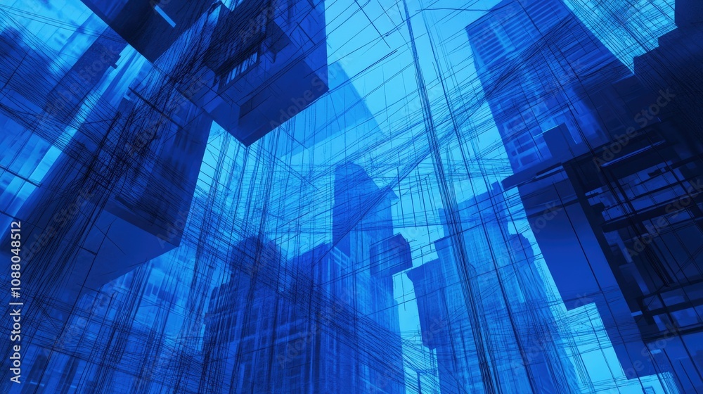 Abstract blue futuristic city skyline. Abstract blue futuristic city skyline.