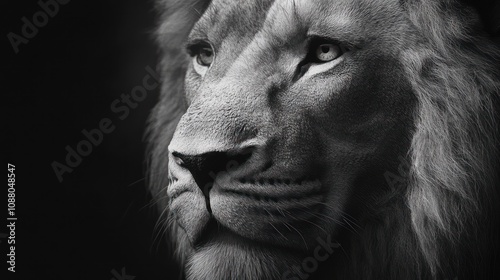 Majestic Lion Portrait: A Black and White Masterpiece