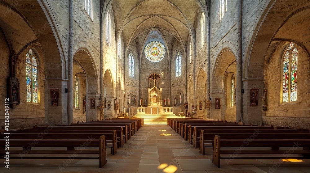 interior of the scenic Cathedral of Pienza, Tuscany, Italy interior of the scenic Cathedral of Pienza, Tuscany, Italy