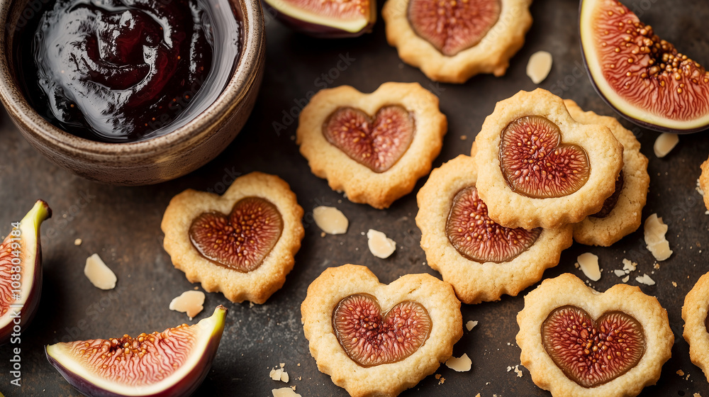  Heart-Shaped Fig Cookies with Almonds