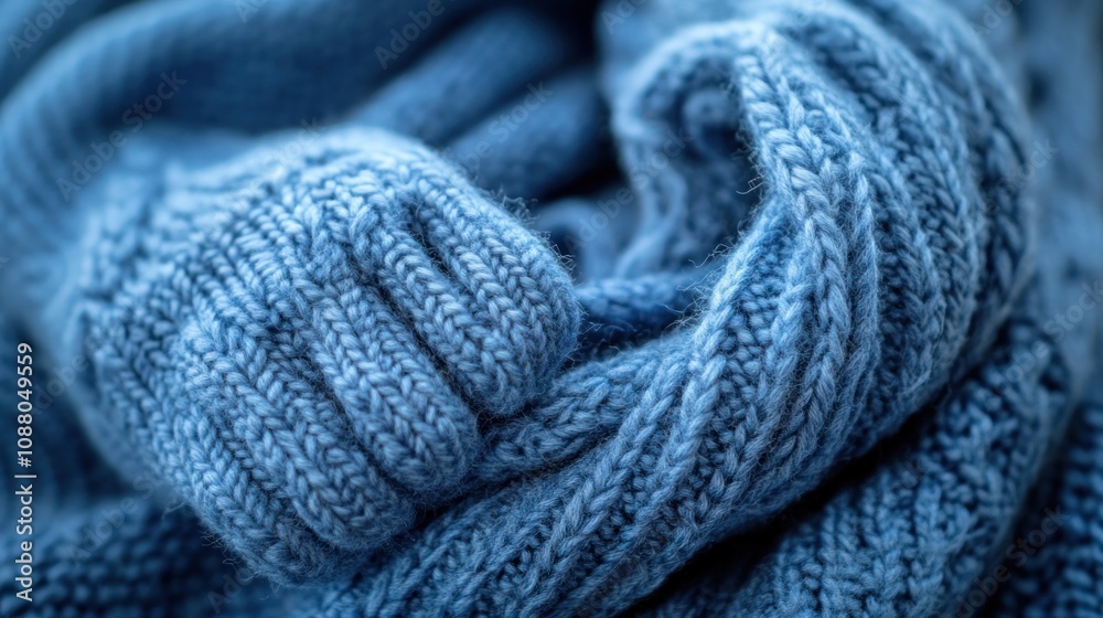 Close-Up of Blue Knitted Fabric Close-Up of Blue Knitted Fabric