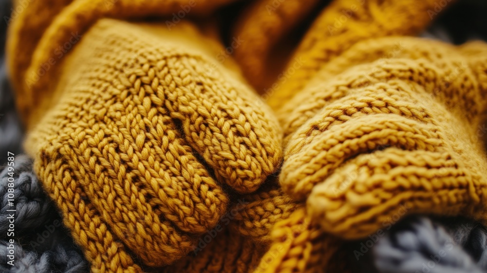 Cozy Knitted Gloves Closeup Cozy Knitted Gloves Closeup