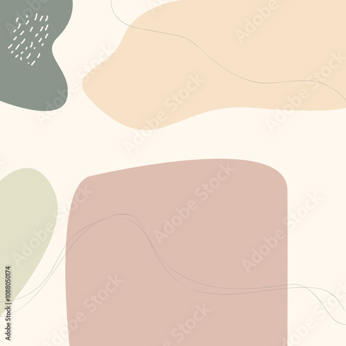 Lindo modelo de postagem feminino em mídia social com composição mínima de formas orgânicas abstratas em estilo de colagem contemporâneo e moderno