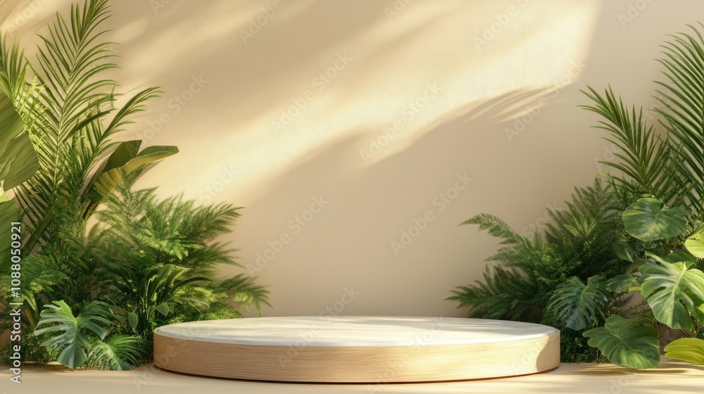Fototapeta premium Tropical plant display podium.