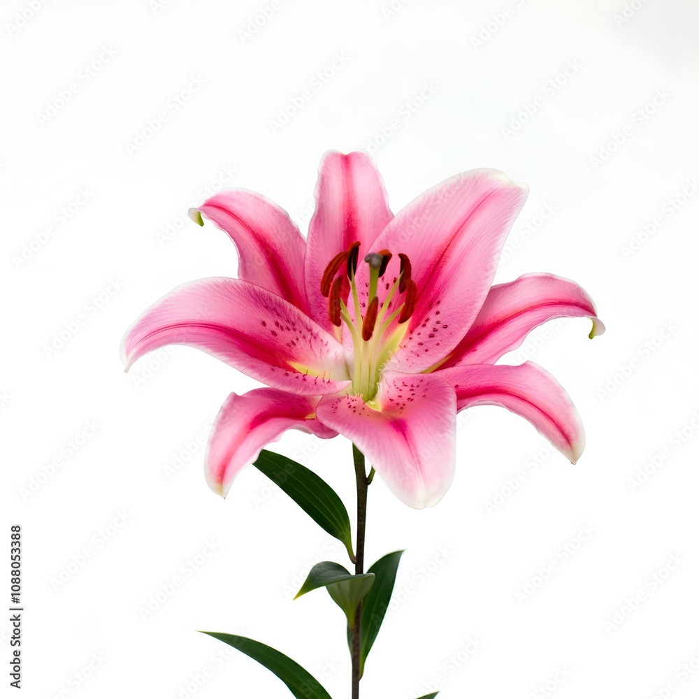 Naklejka premium Light pink lily flower in a white background 