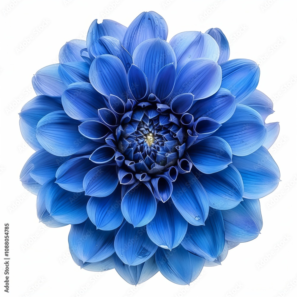 Blue Dahlia Isolated on White Background. Beautiful Dahlia Flower