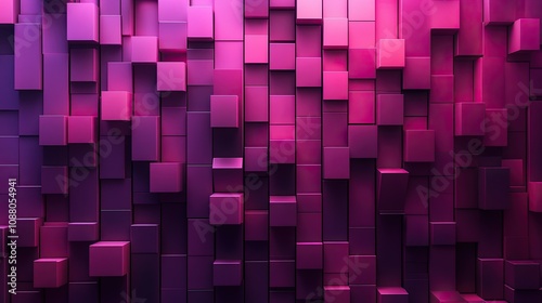 Abstract purple cube wall background.