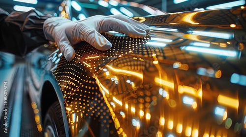 Detailed image of nano-coating on a car, which provides improved protection against scratches and UV rays, demonstrating the role of nanotechnology in improving consumer products. photo