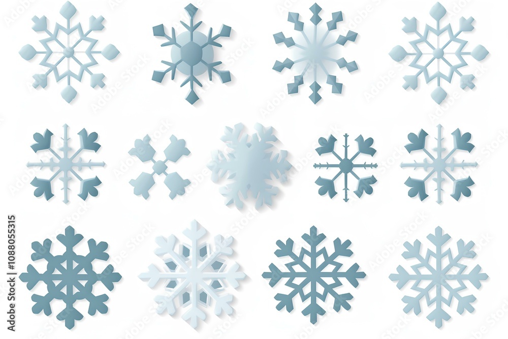 set of snowflakes set of snowflakes