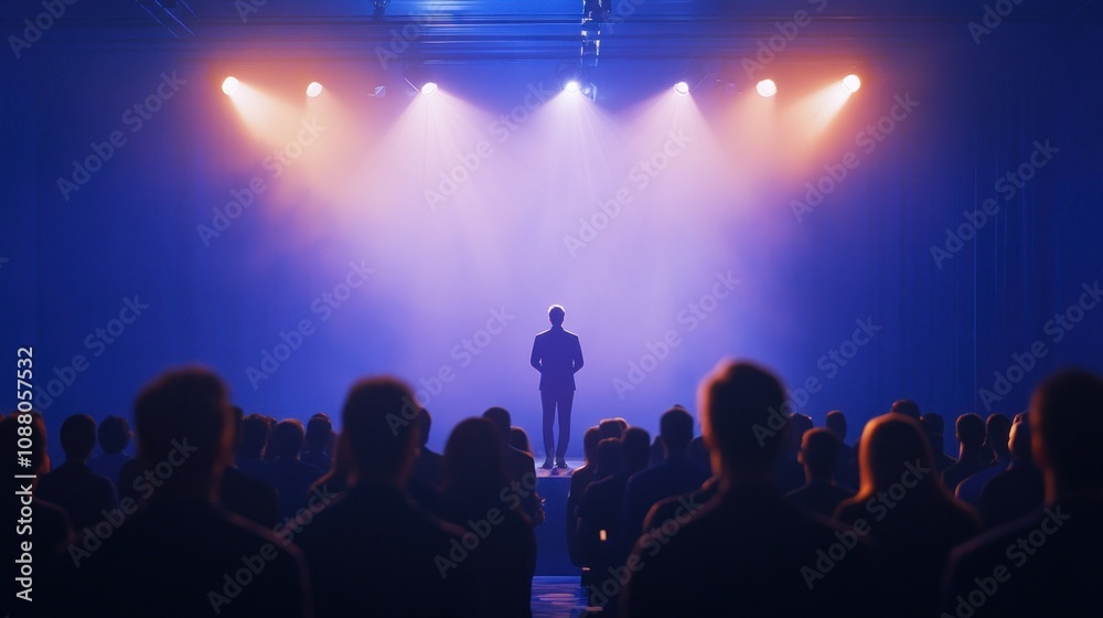 Naklejka premium Silhouette of a Speaker on Stage