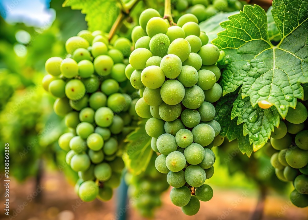 Close-up of unripe grapes, Penedès vineyard, long exposure. Close-up of unripe grapes, Penedès vineyard, long exposure.