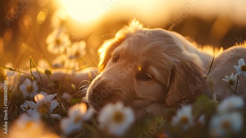 Obraz na płótnie golden retriever in the grass