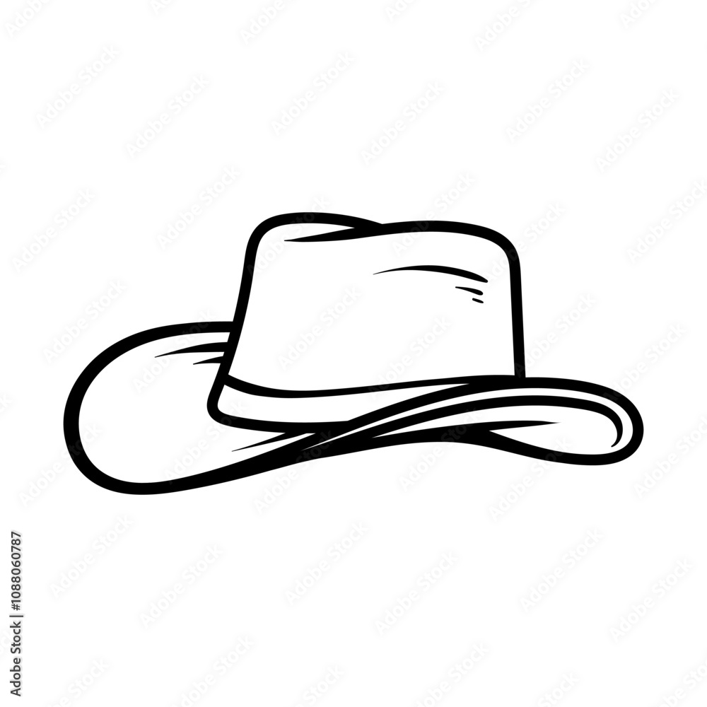cowboy hat isolated drawing coloring line art style sketch classic vintage design illustration cowboy hat isolated drawing coloring line art style sketch classic vintage design illustration