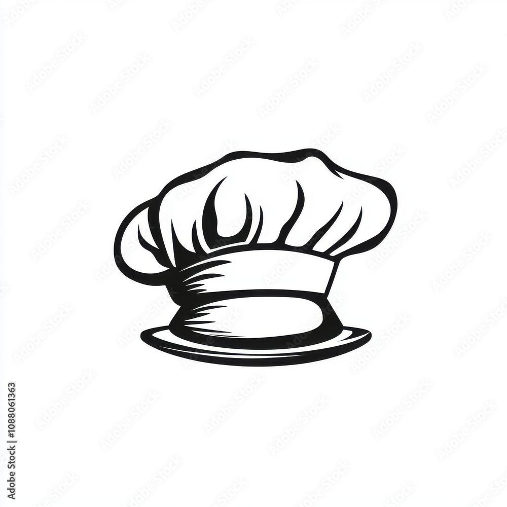 Stylized black and white illustration of a chef's hat, symbolizing culinary art and kitchen expertise. Stylized black and white illustration of a chef's hat, symbolizing culinary art and kitchen expertise.