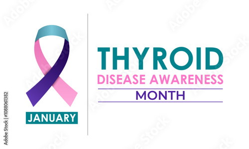 Vector graphic of Thyroid awareness month is every year in January. Design for Banner, cards, prints, social media, poster, flyer and background design template. Vector illustration. Eps 10.