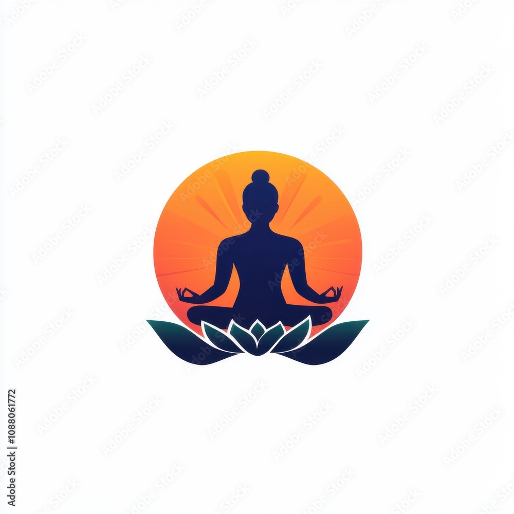 Silhouette of a meditating figure against a vibrant sun, symbolizing peace and tranquility. Silhouette of a meditating figure against a vibrant sun, symbolizing peace and tranquility.
