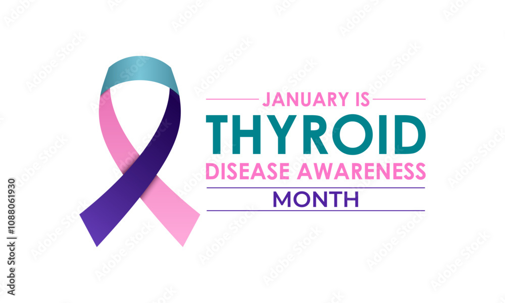 Vector graphic of Thyroid awareness month is every year in January. Design for Banner, cards, prints, social media, poster, flyer and background design template. Vector illustration. Eps 10. Vector graphic of Thyroid awareness month is every year in January. Design for Banner, cards, prints, social media, poster, flyer and background design template. Vector illustration. Eps 10.
