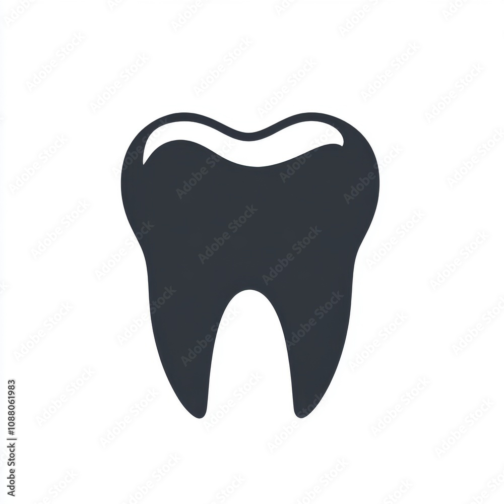 A stylized black tooth illustration on a plain background, symbolizing dental health and care. A stylized black tooth illustration on a plain background, symbolizing dental health and care.