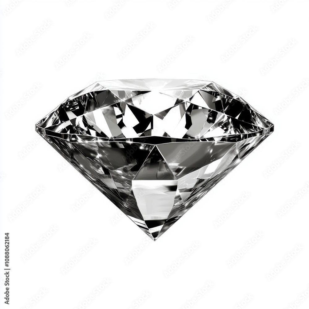 A stunning, flawless diamond with brilliant cut and sparkling facets against a pure white background. A stunning, flawless diamond with brilliant cut and sparkling facets against a pure white background.