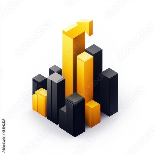 Free Download Stylized growth chart featuring black and gold bars, representing financial success and upward trends. - GFXLoad