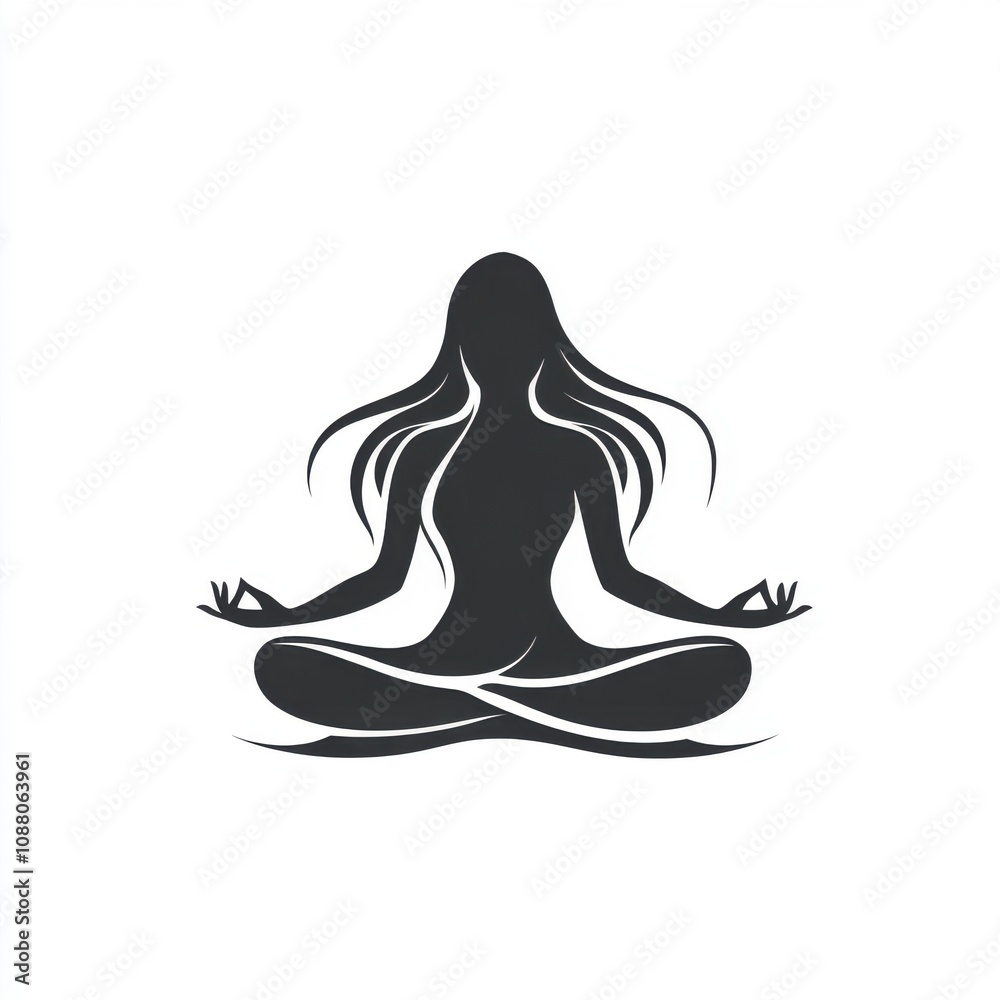 Silhouette of a calm woman meditating with serene posture, embodying peace and balance. Silhouette of a calm woman meditating with serene posture, embodying peace and balance.
