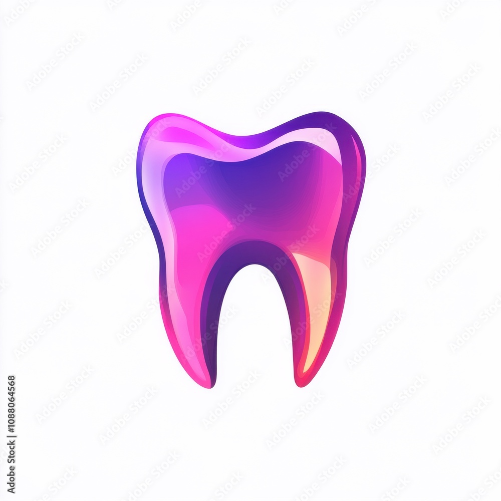 Vibrant, stylized tooth graphic featuring a glossy purple gradient, symbolizing dental health and care. Vibrant, stylized tooth graphic featuring a glossy purple gradient, symbolizing dental health and care.